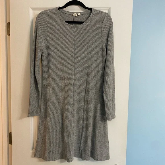 H&M | Dresses | Hm Grey Ribbed Mini Sweater Dress | Poshmark